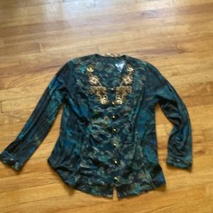 NWT Soft Surroundings Beaded Button Up Top